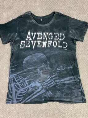 Avenged Sevenfold Shirt Men's XL Fits Large 2010 Nightmare Tour Double Sided T